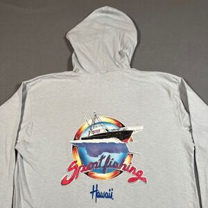 Vintage‎ Bantam Maui 1984 Sportfishing Hawaii Hooded Long Sleeve T Shirt Mens M